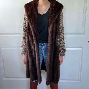 Vtg 70s gorgeous Rose Biagini MINK sweater coat portrait collar M-XL